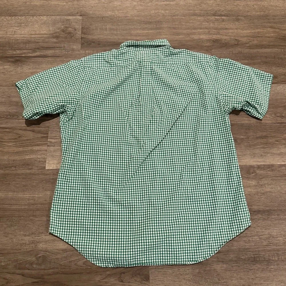 Polo Ralph Lauren Men L Green Gingham Short Sleeve Button Down Shirt Classic Fit